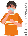 medical mask coughing man illustration showing illness respiratory infection and virus prevention concept 134483259
