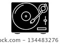 Hobbies: Monochrome icon of a record player for enjoying music 134483276