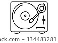 Hobbies: Monochrome icon of a record player for enjoying music 134483281