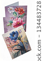 Watercolor Floral Card Collection Featuring Red Pink Blue and White Flowers 134483728