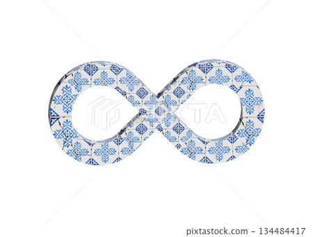 Infinity Mark 3D illustration of a blue tiled infinity mark Infinity Mark 3D illustration of a blue tiled infinity mark 134484417