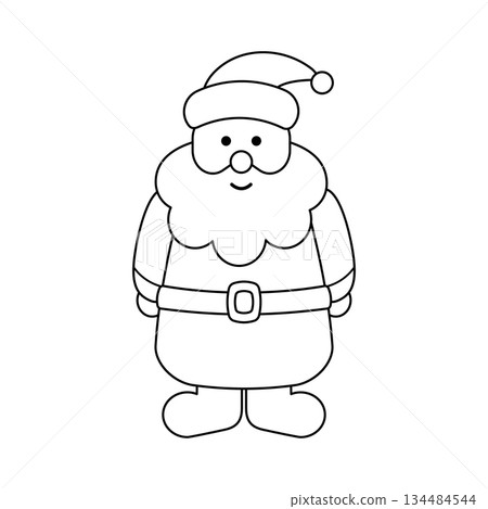 Cute Santa Claus Line Art Illustration for Coloring Pages and Christmas Design 134484544