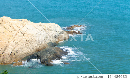 high cliff above the sea, summer sea background 134484683