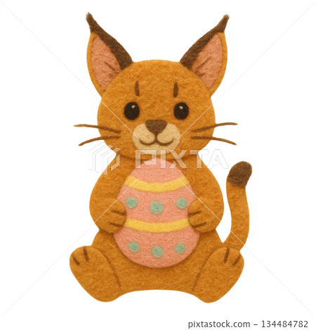【復活節】獰貓叼著蛋的插圖 134484782
