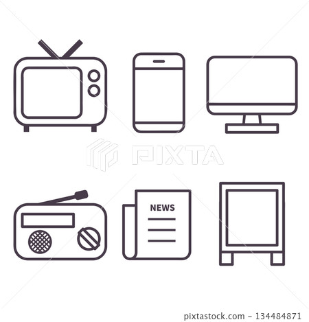 單色媒體圖示集 134484871