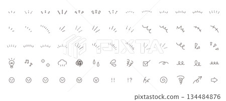 Vector illustration set of simple icons. Ornament, decoration, twirl, focus line Vector illustration set of simple icons. Ornament, decoration, twirl, focus line 134484876