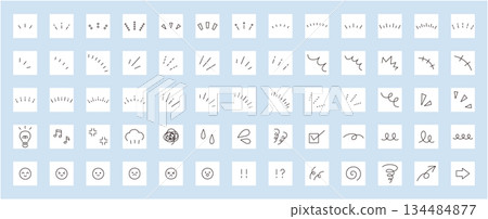 Vector illustration set of simple icons. Ornament, decoration, twirl, focus line 134484877
