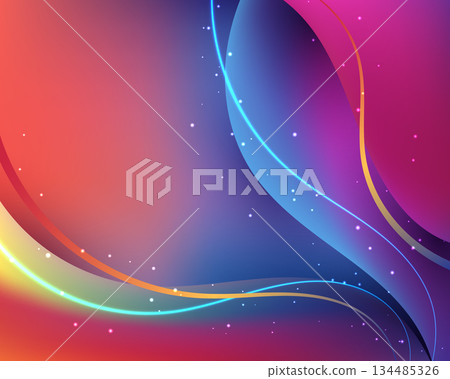 Futuristic Energy Wave and Sparkling Light Particle Effect on a Smooth Colorful Gradient Backdrop in Cool Purple and Warm Red, Abstract Fluid Design Template Futuristic Energy Wave and Sparkling Light Particle Effect on a Smooth Colorful Gradient Backdrop in Cool Purple and Warm Red, Abstract Fluid Design Template 134485326