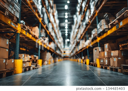 物流倉庫的模糊背景 134485403