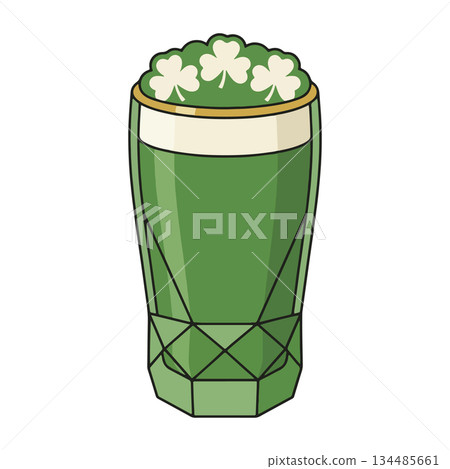 St. Patrick's Day Green Cocktail with Shamrocks 134485661