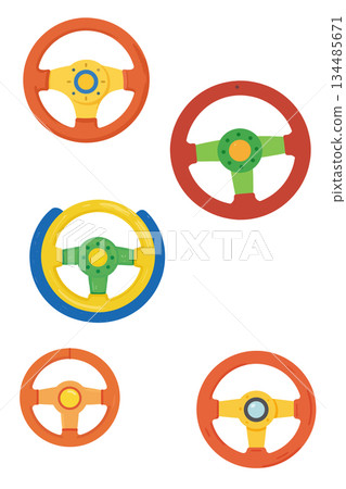 Collection of Colorful Steering Wheels 134485671