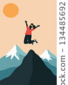 Woman Jumping on Mountain Top 134485692