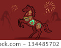 Ornate Horse with Fireworks 134485702