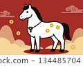 Cartoon Horse with Chinese New Year Elements 134485704