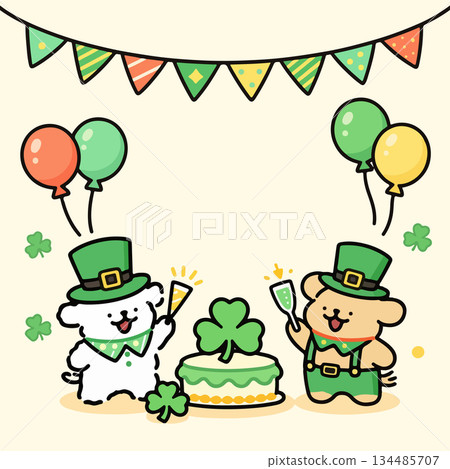St. Patrick's Day Celebration with Cartoon Dogs St. Patrick's Day Celebration with Cartoon Dogs 134485707