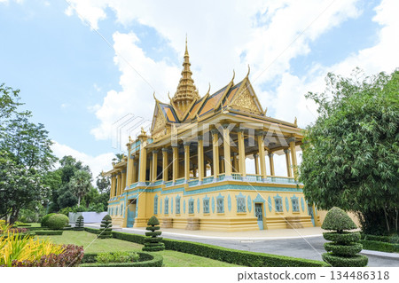 The Royal Palace is lined with luxurious Khmer-style buildings 134486318