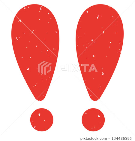 Stamp-style exclamation mark illustration 134486595