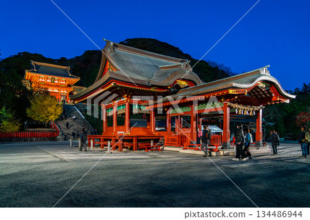 [Kanagawa Prefecture] Tsurugaoka Hachimangu Shrine in Kamakura lit up after sunset 134486944