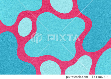 Abstract blue, turquoise and magenta background with amorphous shapes and spots, paper texture in flat organic design Abstract blue, turquoise and magenta background with amorphous shapes and spots, paper texture in flat organic design 134486998