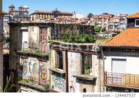 Porto, Portugal - Mar 20, 2025: Picturesque, colorful view at old town of Porto in Portugal 134487537
