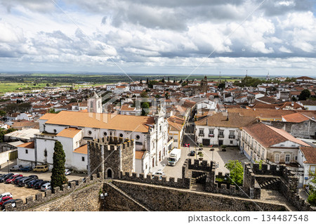 Beja, Portugal - Mar 28, 2025: Beja city overview taken from castle, Baixo Alentejo, Portugal Beja, Portugal - Mar 28, 2025: Beja city overview taken from castle, Baixo Alentejo, Portugal 134487548