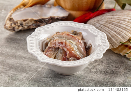 Anchovies fish salted fillet snack Anchovies fish salted fillet snack 134488165