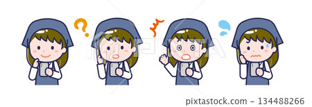 A female "staff member" using a smartphone 134488266