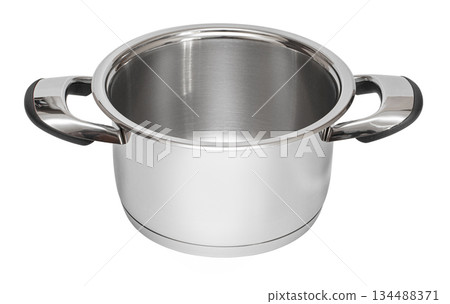 Stainless steel pot for cooking isolated on white Stainless steel pot for cooking isolated on white 134488371