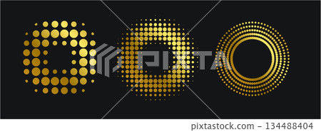 Gold Halton set design template on black background. 134488404