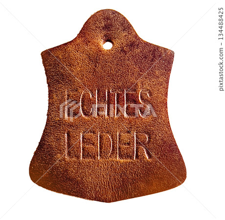Brown genuine real leather product tag echtes leder Brown genuine real leather product tag echtes leder 134488425