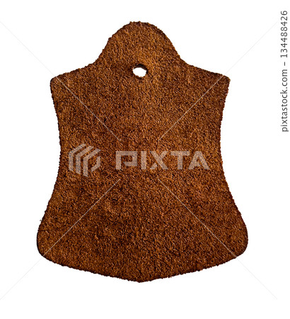 Blank brown suede leather tag with hole Blank brown suede leather tag with hole 134488426