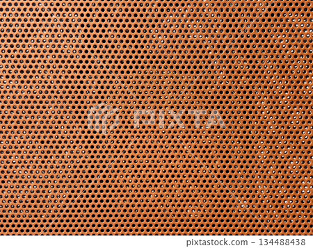 Perforated metal mesh surface featuring a grid pattern Perforated metal mesh surface featuring a grid pattern 134488438