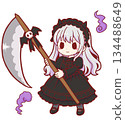 Gothic Lolita Grim Reaper Girl with Scythe and Soul 134488649