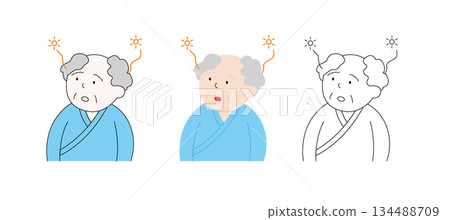 一位患有低活動性譫妄的老年人的插圖 | 老年人、譫妄、癡呆、老人、面部表情、意識混亂 一位患有低活動性譫妄的老年人的插圖 | 老年人、譫妄、癡呆、老人、面部表情、意識混亂 134488709