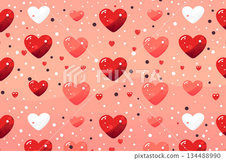 背景圖案為散落的紅白相間的心形圖案 背景圖案為散落的紅白相間的心形圖案 134488990