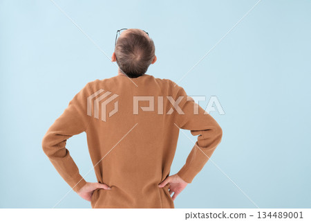 Suffering troubled senior man behind you 134489001