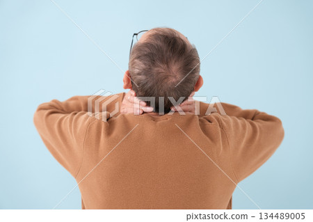 Suffering troubled senior man behind you 134489005