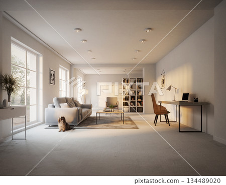 客廳裡有一隻小狗 134489020