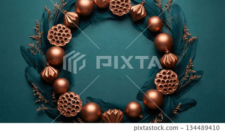 Feathered Copper Wreath 134489410