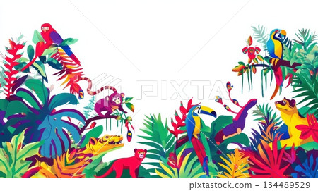 色彩繽紛的熱帶背景 134489529