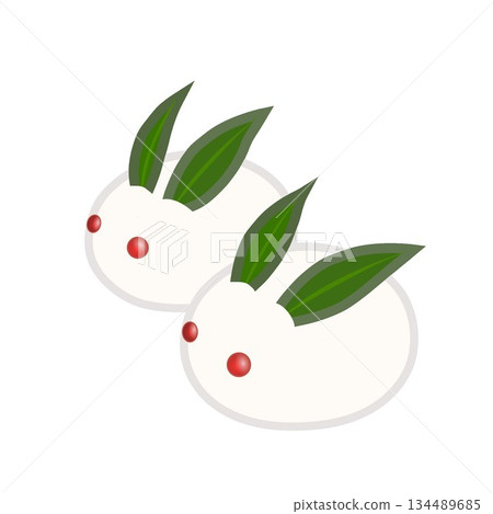 兩隻雪兔並排的插圖 134489685