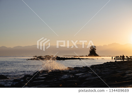 Amaharashi Coast where the waves sparkle in the morning sun 134489689