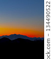Sunset over the Northern Alps seen from Ichinose in Shiga Kogen 134490522