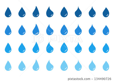 Set of water drop icons vector illustration. Black and blue water drop shape. Set of water drop icons vector illustration. Black and blue water drop shape. 134490726