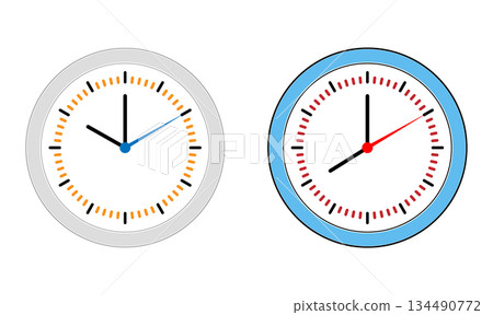 Time clock, wall clock vector deadline timer line icon set. Schedule timer sign. 134490772