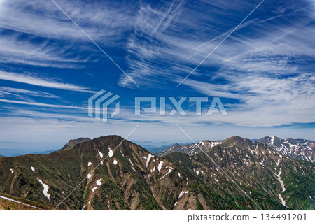 從谷川山脈和一之野嶽山脊看到的上越邊界山脊線 134491201