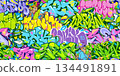 Seamless Colorful Modern Abstract Urban Style Hiphop Graffiti Street Art Vector Background Template 134491891