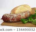 Italian salami, salami sausage, salami, sausage 134493032