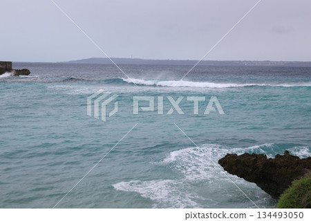 View of high waves in the ocean on a stormy day View of high waves in the ocean on a stormy day 134493050