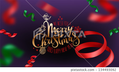 We wish you a Merry Christmas and Happy New 2026 Year. Vector illustration We wish you a Merry Christmas and Happy New 2026 Year. Vector illustration 134493092